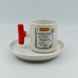 KÜÇÜK ŞEYLERLE MUTLU OLMAYI DENE-T TÜRK KAHVESİ FİNCANI - TURUNCU SAP - 