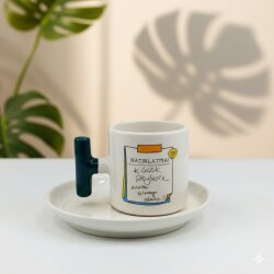 KÜÇÜK ŞEYLERLE MUTLU OLMAYI DENE-T TÜRK KAHVESİ FİNCANI - YEŞİL SAP - 