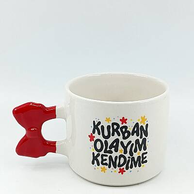 KURBAN OLAYIM KENDİME-KURDELE KUPA - KIRMIZI SAP - 1