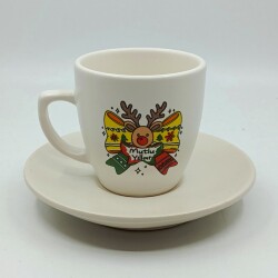 KURDELE GEYİK MUTLU YILLAR-KLASİK TÜRK KAHVESİ FİNCANI - TRANSPARAN GÖVDE - 