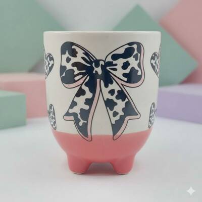 KURDELE İNEK DESEN-İNEK KUPA - TRANSPARAN - 1