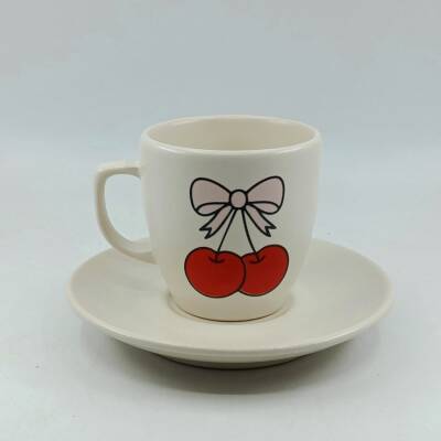 KURDELE KİRAZ-KLASİK TÜRK KAHVESİ FİNCANI - TRANSPARAN GÖVDE - 1