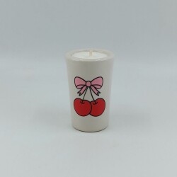 KURDELE KİRAZ-SERAMİK PANDORA MUM - TEKLİ - 