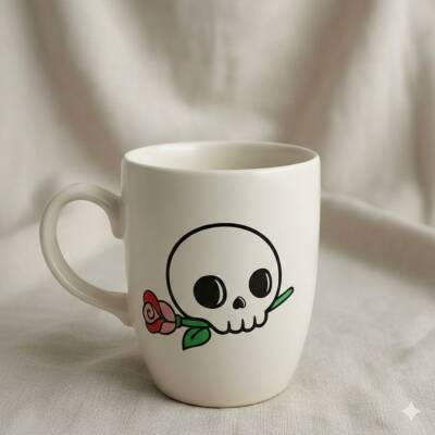 KURU KAFA VE GÜL-OVAL KUPA - TRANSPARAN SAP - 1