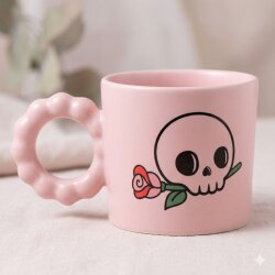 KURU KAFA VE GÜL-PRENSES KUPA - PEMBE GÖVDE PEMBE SAP - 