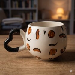 LEOPAR DESEN - 3D-AMOUR KUPA - SİYAH SAP SİYAH TURNET - 