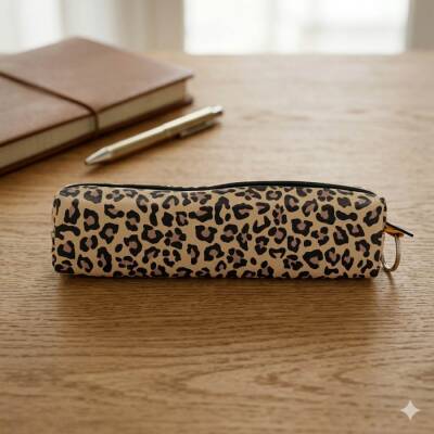 LEOPAR DESEN - 3D-DERİ KALEM KUTU - TEKLİ - 1