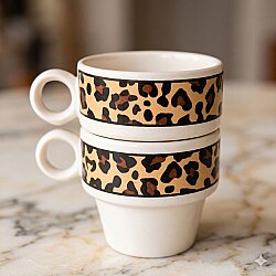 LEOPAR SARMAL-İKİLİ ESPRESSO BARDAĞI - TRANSPARAN - 