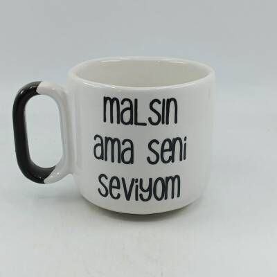 MALSIN AMA SENİ SEVİYOM-ARYA ÇAY FİNCANI - SİYAH SAP - 1