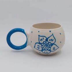 MAVİ GÜL ÇİÇEK - 3D-BALONCUK KUPA - 3D - 