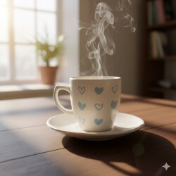 MAVİ KALP BEYAZ KALP-KLASİK TÜRK KAHVESİ FİNCANI - TRANSPARAN GÖVDE - 