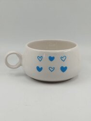 MAVİ KALP BEYAZ KALP-LUNA KUPA - TRANSPARAN - 