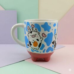 MAVİ KANKİLER İNEK DESEN-İNEK KUPA - TRANSPARAN - 