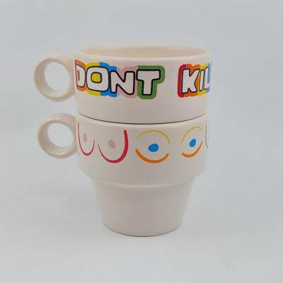 MEMELER & DONT KİLL MY VİBE-İKİLİ ESPRESSO BARDAĞI - TRANSPARAN - 1