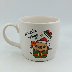 MİNİK AYICIK HEDİYE MUTLU YILLAR-BODUR KUPA - TRANSPARAN - 