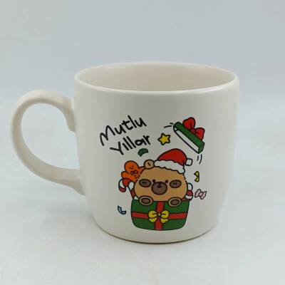 MİNİK AYICIK HEDİYE MUTLU YILLAR-BODUR KUPA - TRANSPARAN - 1