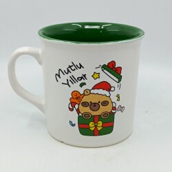 MİNİK AYICIK HEDİYE MUTLU YILLAR-İDA KUPA - TRANSPARAN SAP TRANSPARAN GÖVDE YEŞİL İÇ - 