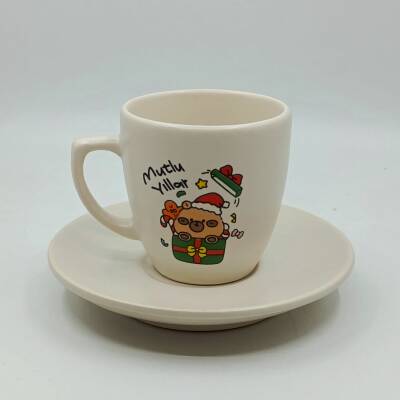 MİNİK AYICIK HEDİYE MUTLU YILLAR-KLASİK TÜRK KAHVESİ FİNCANI - TRANSPARAN GÖVDE - 1