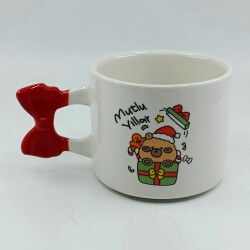 MİNİK AYICIK HEDİYE MUTLU YILLAR-KURDELE KUPA - KIRMIZI SAP - 