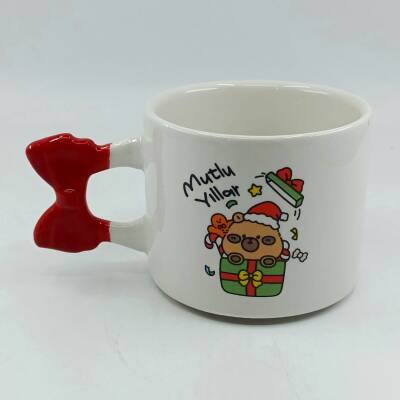 MİNİK AYICIK HEDİYE MUTLU YILLAR-KURDELE KUPA - KIRMIZI SAP - 1