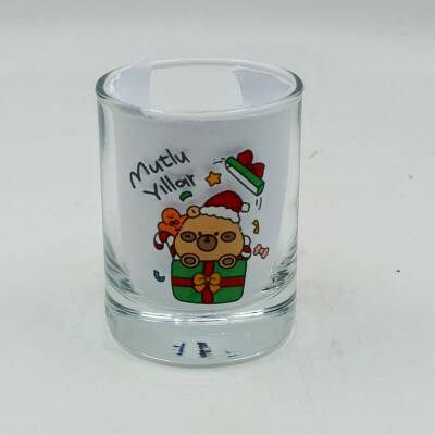 MİNİK AYICIK HEDİYE MUTLU YILLAR-SHOT BARDAĞI - ŞEFFAF - 1