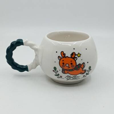 MİNİK GEYİK MUTLU YILLAR-BALONCUK KUPA - YEŞİL SAP - 1