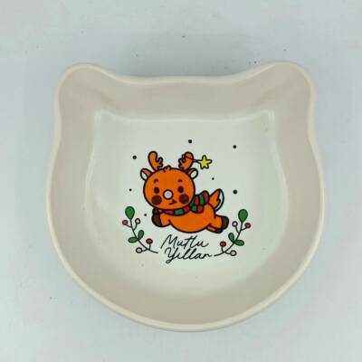 MİNİK GEYİK MUTLU YILLAR-KEDİ MAMA KABI - TRANSPARAN - 1