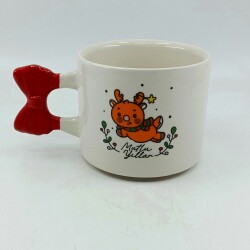 MİNİK GEYİK MUTLU YILLAR-KURDELE KUPA - KIRMIZI SAP - 