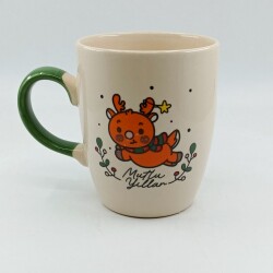 MİNİK GEYİK MUTLU YILLAR-OVAL KUPA - YEŞİL SAP - 