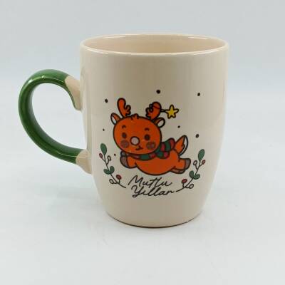 MİNİK GEYİK MUTLU YILLAR-OVAL KUPA - YEŞİL SAP - 1