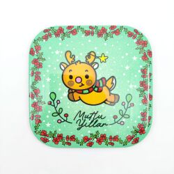 MİNİK GEYİK MUTLU YILLAR-PARLAK BARDAK ALTLIĞI - TEKLİ - 