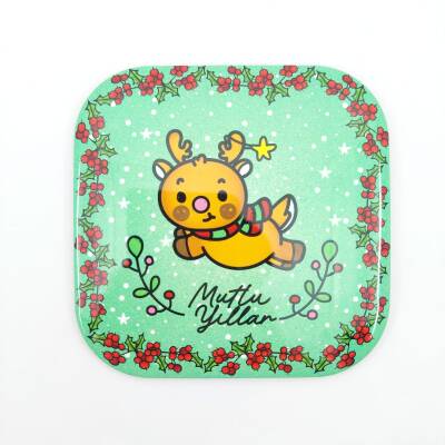 MİNİK GEYİK MUTLU YILLAR-PARLAK BARDAK ALTLIĞI - TEKLİ - 1