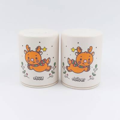 MİNİK GEYİK MUTLU YILLAR-SİLİNDİR SERAMİK TUZLUK & BİBERLİK - SİLİNDİR SERAMİK TUZLUK & BİBERLİK - 1