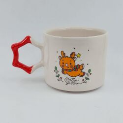 MİNİK GEYİK MUTLU YILLAR-YILDIZ KUPA - KIRMIZI SAP - 