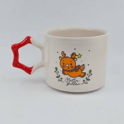 MİNİK GEYİK MUTLU YILLAR-YILDIZ KUPA - KIRMIZI SAP - 1