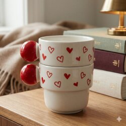 MİNİK MİNİK KALPLER -İKİLİ PUNTO ESPRESSO - KIRMIZI SAP - 