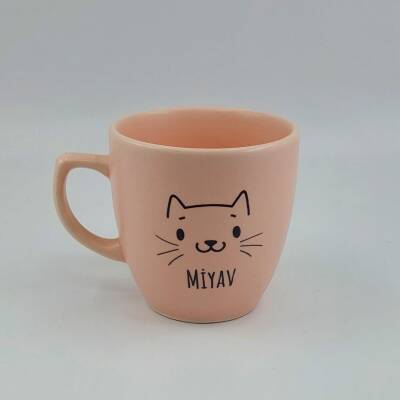 MİYAV-KLASİK TÜRK KAHVESİ FİNCANI - PEMBE GÖVDE - 1