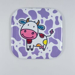 MOR İNEK DESEN-PARLAK BARDAK ALTLIĞI - TEKLİ - 