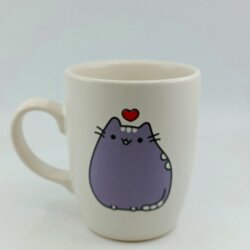 MOR KALPLİ KEDİ-OVAL KUPA - TRANSPARAN SAP - 