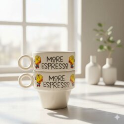 MORE ESPRESSO LESS DESPRESSO & LESS DESPRESSO -İKİLİ ESPRESSO BARDAĞI - TRANSPARAN - 