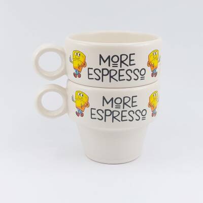 MORE ESPRESSO LESS DESPRESSO & LESS DESPRESSO -İKİLİ ESPRESSO BARDAĞI - TRANSPARAN - 1