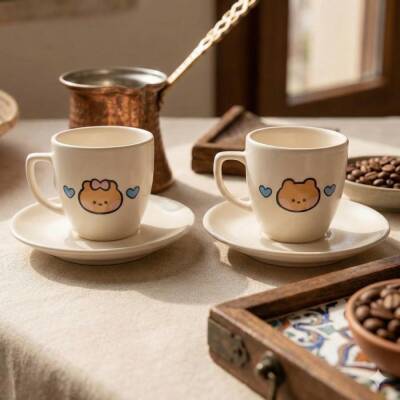 MR.AYI & MRS. AYI-İKİLİ TÜRK KAHVESİ FİNCANI - TRANSPARAN - 1