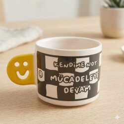 MÜCADELEYE DEVAM-SMİLE KUPA - SARI SAP - 