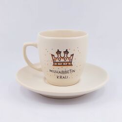 MUHABBETİN KRALI-KLASİK TÜRK KAHVESİ FİNCANI - TRANSPARAN GÖVDE - 