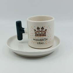 MUHABBETİN KRALI-T TÜRK KAHVESİ FİNCANI - YEŞİL SAP - 