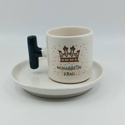 MUHABBETİN KRALI-T TÜRK KAHVESİ FİNCANI - YEŞİL SAP - 1