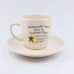 MÜKEMMELLİK YORDU-YILDIZLI-KLASİK TÜRK KAHVESİ FİNCANI - TRANSPARAN - 