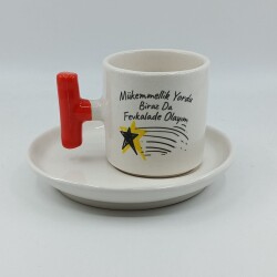 MÜKEMMELLİK YORDU-YILDIZLI-T TÜRK KAHVESİ FİNCANI - TURUNCU SAP - 