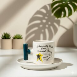 MÜKEMMELLİK YORDU-YILDIZLI-T TÜRK KAHVESİ FİNCANI - YEŞİL SAP - 