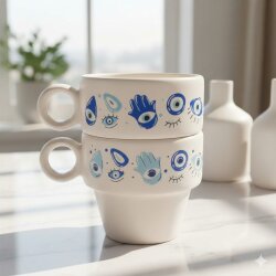 NAZAR BONCUĞU 1 & NAZAR BONCUĞU 2-İKİLİ ESPRESSO BARDAĞI - TRANSPARAN - 